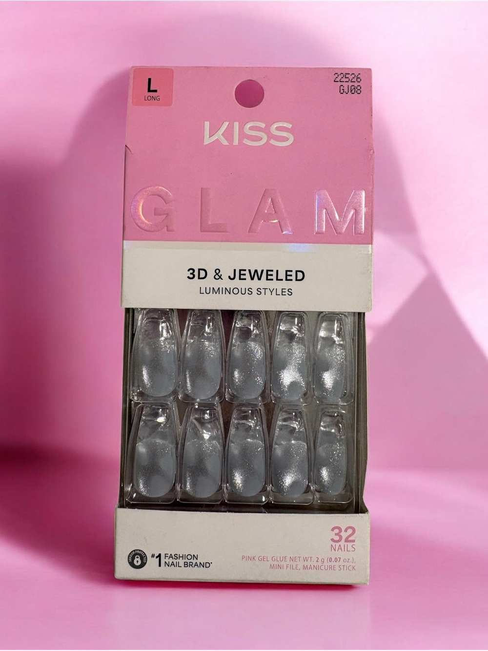 KISS Glam 3D & Jeweled Luminous Silver Nails